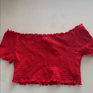 Red cropped top